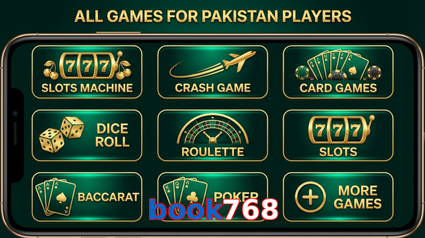 Main screen of Book768 games page for PK players